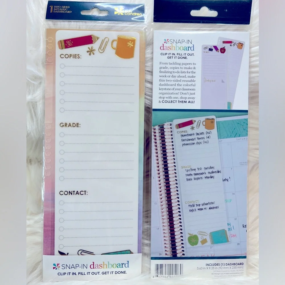 NWT Erin Condren Snap In Teacher theme Planner Dashboard